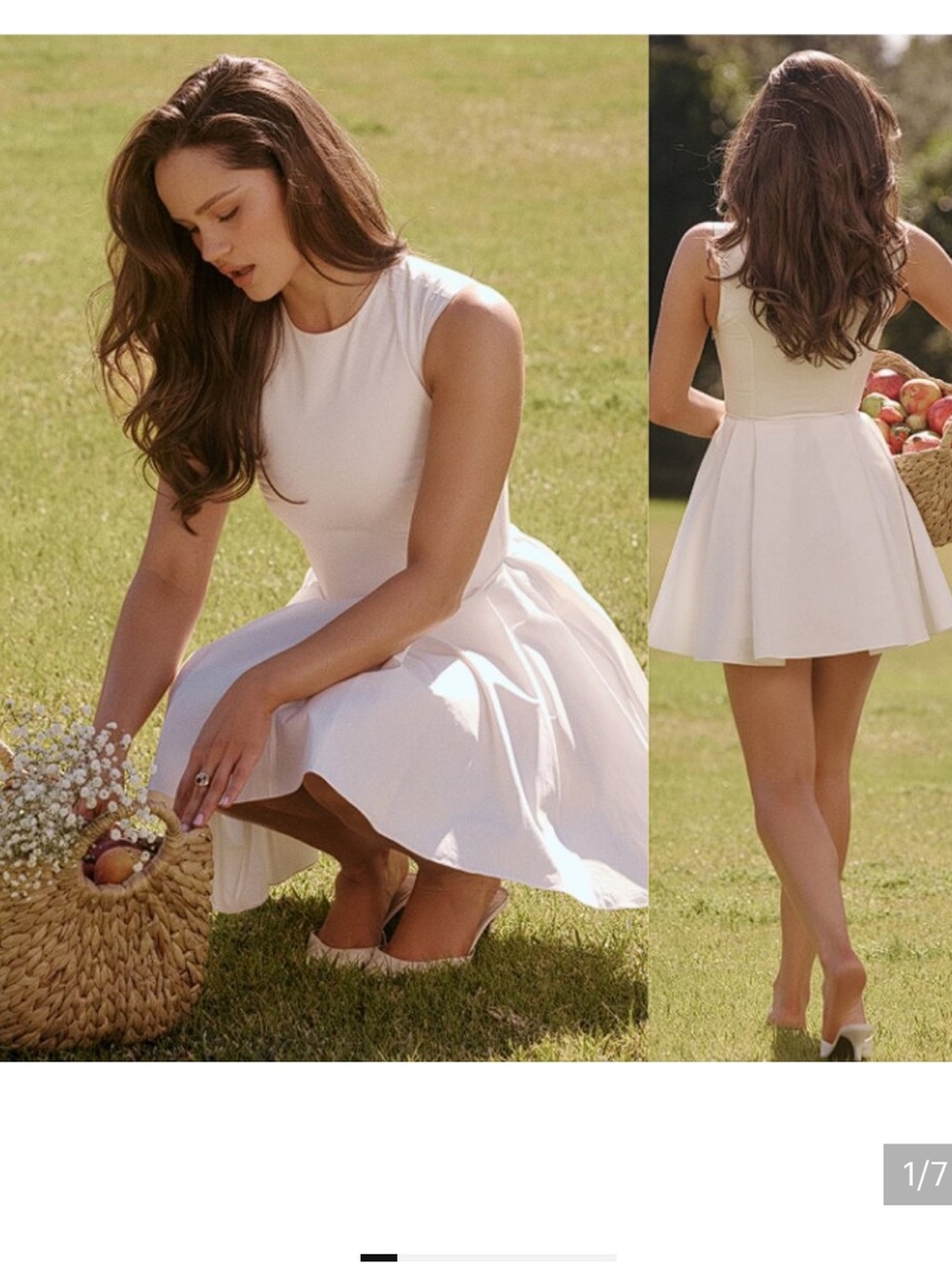 House of CB 'Claretta' White Pleated Cotton Mini Dress XS